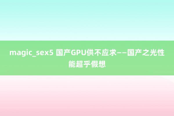 magic_sex5 国产GPU供不应求——国产之光性能超乎假想