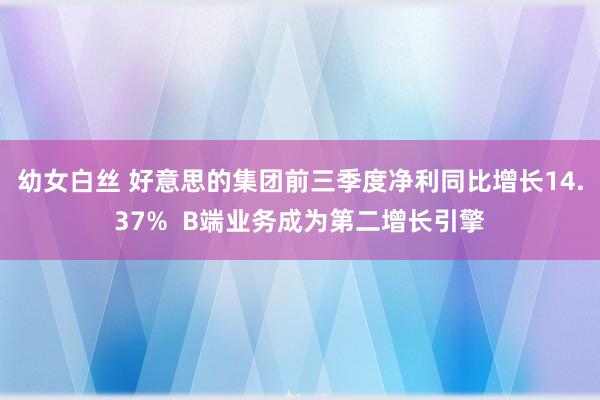 幼女白丝 好意思的集团前三季度净利同比增长14.37%  B端业务成为第二增长引擎